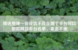 精选整理一份征信不良在哪个平台可以借款网贷平台名单，拿走不谢