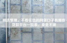 精选整理，不看征信的网贷口子有哪些贷款平台一览表，拿走不谢