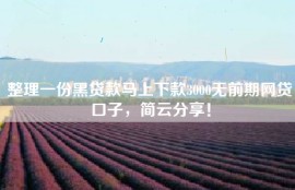 整理一份黑贷款马上下款3000无前期网贷口子，简云分享！