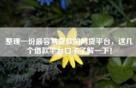 整理一份最容易贷款的网贷平台，这几个借款平台口子了解一下！