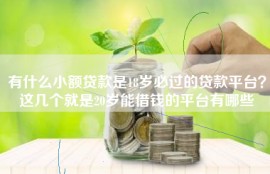有什么小额贷款是18岁必过的贷款平台？这几个就是20岁能借钱的平台有哪些