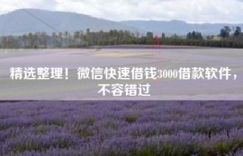 精选整理！微信快速借钱3000借款软件，不容错过