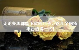 无论多黑都能下款的口子，这几个网贷平台值得一试！