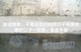 精选整理，不看征信的网贷口子有哪些借款口子一览表，拿走不谢