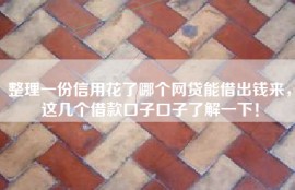 整理一份信用花了哪个网贷能借出钱来，这几个借款口子口子了解一下！