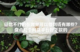 征信不行的在哪里可以借到钱有哪些？盘点几个网贷平台好下款的
