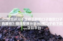 2022综合评分不足必下款的口子借款口子有哪些？精选整理分享2022黑口子必下款app贷款平台