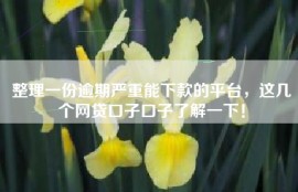 整理一份逾期严重能下款的平台，这几个网贷口子口子了解一下！