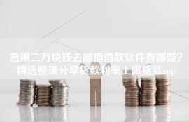 急用二万块钱去哪借借款软件有哪些？精选整理分享贷款利率上限贷款app