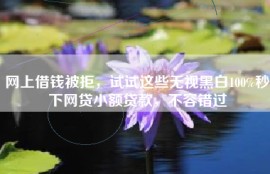 网上借钱被拒，试试这些无视黑白100%秒下网贷小额贷款，不容错过