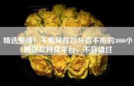 精选整理！不看风控百分百不拒的3000小额贷款网贷平台，不容错过