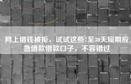 网上借钱被拒，试试这些7至30天短期应急借款借款口子，不容错过
