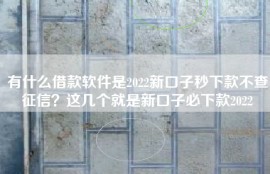 有什么借款软件是2022新口子秒下款不查征信？这几个就是新口子必下款2022