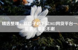 精选整理，新口子必下款2022网贷平台一览表，拿走不谢