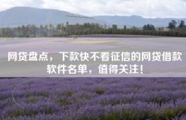 网贷盘点，下款快不看征信的网贷借款软件名单，值得关注！