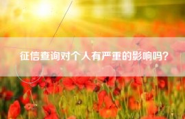 征信查询对个人有严重的影响吗？