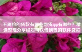 不刷脸的贷款有哪些网贷app有哪些？精选整理分享绝对可以借到钱的软件贷款