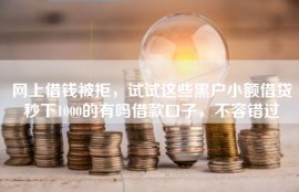 网上借钱被拒，试试这些黑户小额借贷秒下1000的有吗借款口子，不容错过