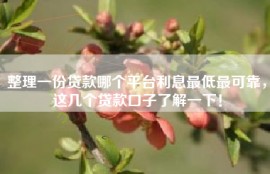 整理一份贷款哪个平台利息最低最可靠，这几个贷款口子了解一下！