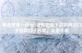 精选整理一份2022老赖也能下款的网贷口子借款口子名单，拿走不谢