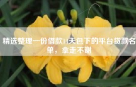 精选整理一份借款14天包下的平台贷款名单，拿走不谢
