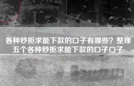 各种秒拒求能下款的口子有哪些？整理五个各种秒拒求能下款的口子口子