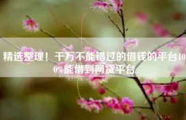 精选整理！千万不能错过的借钱的平台100%能借到网贷平台
