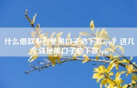 什么借款平台是黑口子必下款app？这几个就是黑口子必下款app