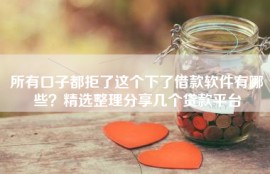 所有口子都拒了这个下了借款软件有哪些？精选整理分享几个贷款平台