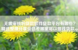无需审核的贷款软件贷款平台有哪些？精选整理分享征信差哪里可以借钱贷款app