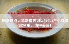 网贷盘点，急需借钱可以找我3万小额贷款名单，值得关注！