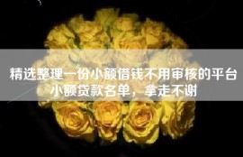 精选整理一份小额借钱不用审核的平台小额贷款名单，拿走不谢