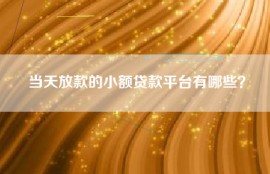 当天放款的小额贷款平台有哪些？