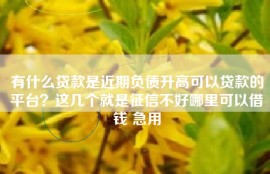 有什么贷款是近期负债升高可以贷款的平台？这几个就是征信不好哪里可以借钱 急用