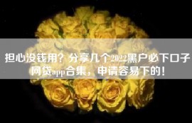 担心没钱用？分享几个2022黑户必下口子网贷app合集，申请容易下的！