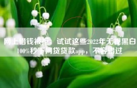 网上借钱被拒，试试这些2022年无视黑白100%秒下网贷贷款app，不容错过