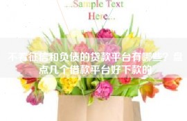 不看征信和负债的贷款平台有哪些？盘点几个借款平台好下款的