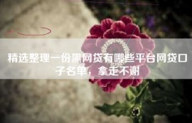精选整理一份黑网贷有哪些平台网贷口子名单，拿走不谢