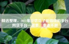 精选整理，2022年征信花了能借钱的平台网贷平台一览表，拿走不谢