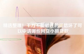 精选整理！千万不能错过的征信坏了可以申请哪些网贷小额贷款
