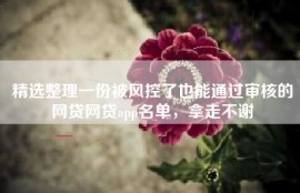 精选整理一份被风控了也能通过审核的网贷网贷app名单，拿走不谢