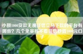 小额1000贷款无视征信立马下款的平台有哪些？几个免审核不看征信秒借1000元口子