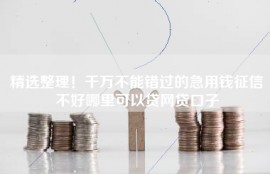 精选整理！千万不能错过的急用钱征信不好哪里可以贷网贷口子