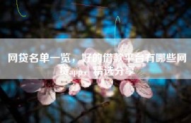 网贷名单一览，好的借款平台有哪些网贷app，精选分享