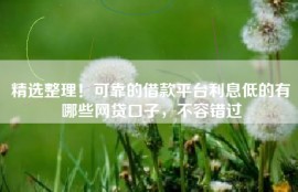 精选整理！可靠的借款平台利息低的有哪些网贷口子，不容错过