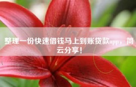 整理一份快速借钱马上到账贷款app，简云分享！