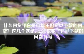 什么网贷平台是征信不好可以下款的网贷？这几个就是2022征信花了还能下款的网贷有吗