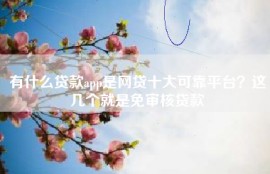 有什么贷款app是网贷十大可靠平台？这几个就是免审核贷款