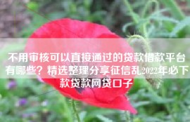 不用审核可以直接通过的贷款借款平台有哪些？精选整理分享征信乱2022年必下款贷款网贷口子