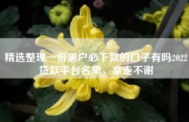 精选整理一份黑户必下款的口子有吗2022贷款平台名单，拿走不谢